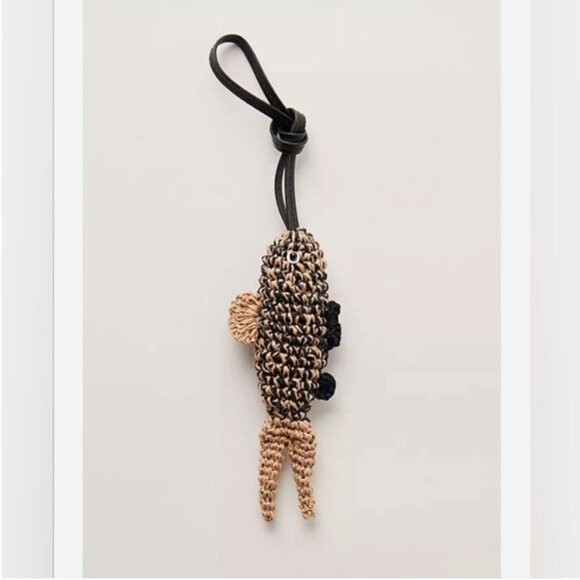 Free People NWT Fish Raffia Charm Leather Strap - Picture 1 of 4